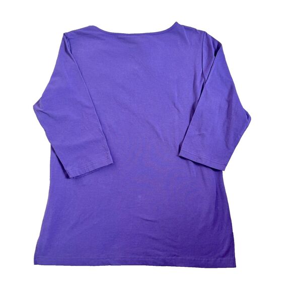 Bob Mackie Purple 3D Embroidered Paisley 3/4 Sleeve Top NEW Women’s M Artsy Boho - Picture 2 of 8